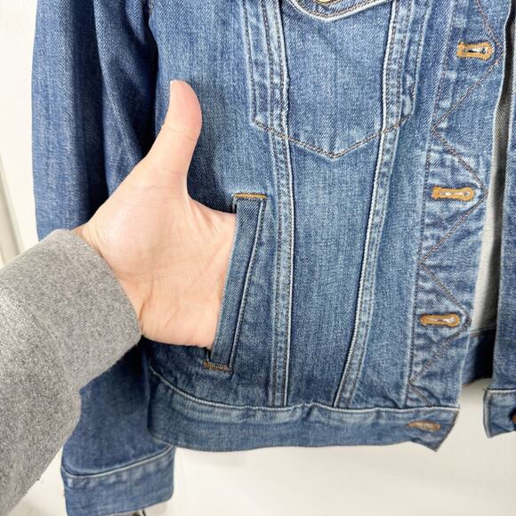 Madewell The Shrunken Stretch Jean Denim Jacket Classic Style Layering Blue S - Picture 7 of 15